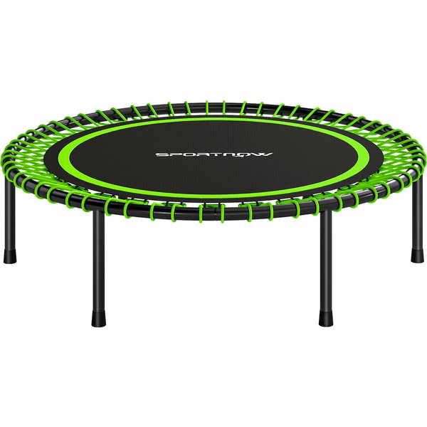SPORTNOW Fitness-Trampolin Ø114 cm, Trampolin mit verstärktem Stahlrahmen, Belastbarkeit 200 kg, für Bein- und Ganzkörpertraining zu Hause, Büro, Fitnessstudio, Grün und Schwarz Aosom