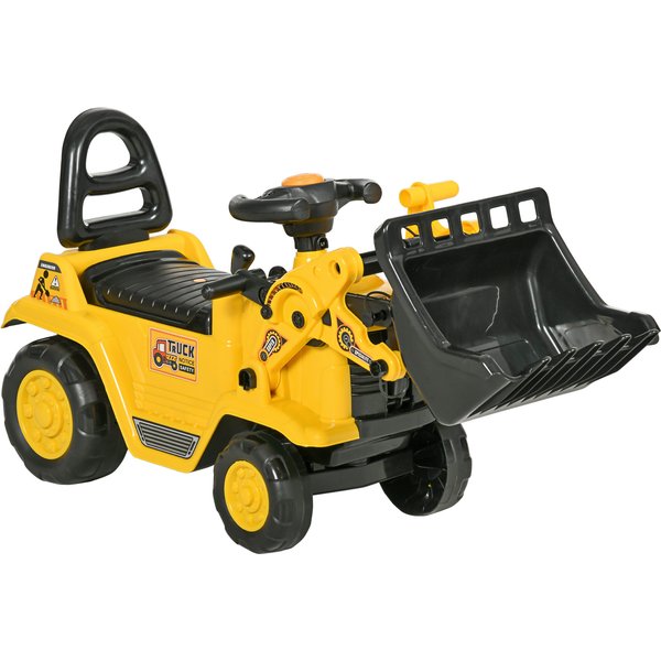HOMCOM NO POWER 3 in 1 Ride On Toy Bulldozer Toddler Digger Excavator Scooter Storage Cart Toilet Pretend Play Construction Truck | Aosom Ireland