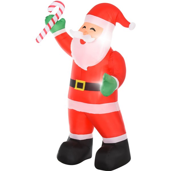 Homcom DéCoration De NoëL Gonflable, PèRe NoëL 2,4 M Avec LED Pour IntéRieur Et ExtéRieur-image