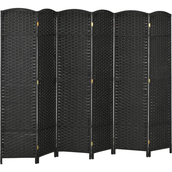 HOMCOM 6 Panel Folding Room Divider, Freestanding Privacy Screen for Living Room, Bedroom and Office, 240 x 170cm, Black