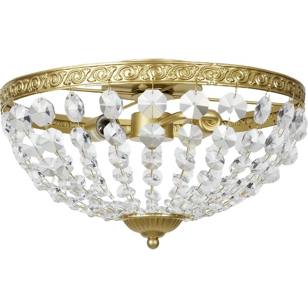HOMCOM Crystal Chandelier Ceiling Light with 168 Octagonal Beads, Vintage 2-Light Flush Mount Ceiling Light for Living Room, Bedroom, Hallway, Dining Room, Gold Tone