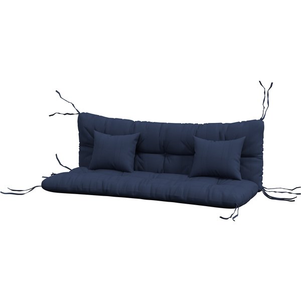 Outsunny Lot De 4 Coussins D'assise, 150X50 Cm DéPerlants, Coussins De Chaise Avec Liens, 10 Cm D'éPaisseur, Bleu Marine-image