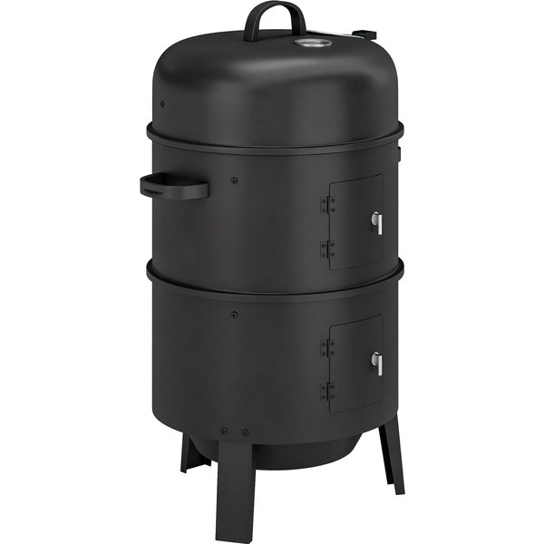 Outsunny 3-in-1 Vertical Charcoal Smoker with 2 Grill Grates, Built-in Thermometer, Adjustable Vent, 2 Doors | Aosom Ireland