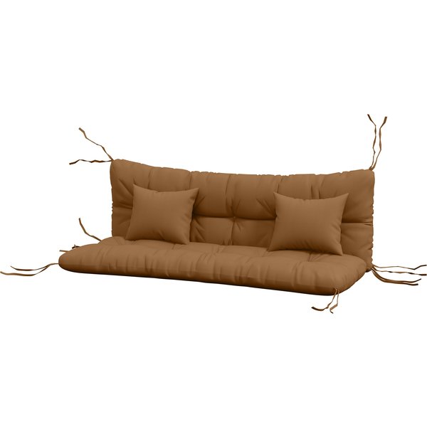 Outsunny Lot De 4 Coussins D'assise, 150X50 Cm DéPerlants, Coussins D'assise Avec Liens, Rembourrage 10Cm Brun-image
