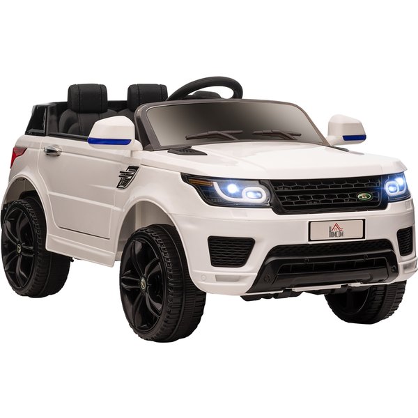 Homcom Voiture éLectrique Enfants VéHicule éLectrique 12 V, Double Moteurs, 3 à 5 Km/H, Blanc-image