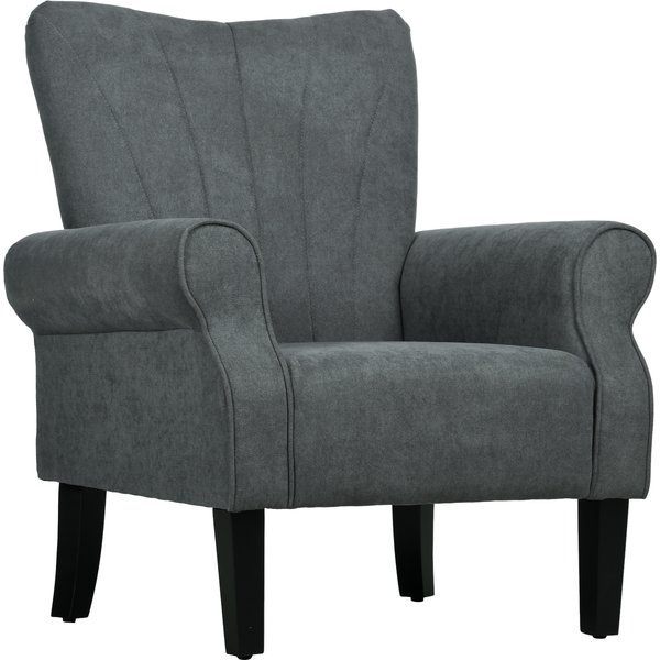 HOMCOM Upholstered Accent Chair with High Back, Rolled Arms and Wood Legs, Soft Thick Padded Armchair, Grey | Aosom Ireland