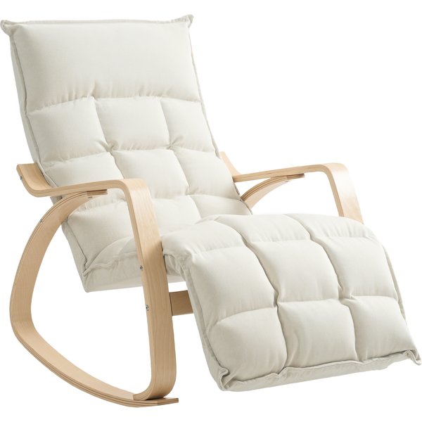 HOMCOM Upholstered Rocking Chair - Relaxing Armchair with Armrests & Steel Frame for Living Room, Bedroom, Cream | Aosom Ireland