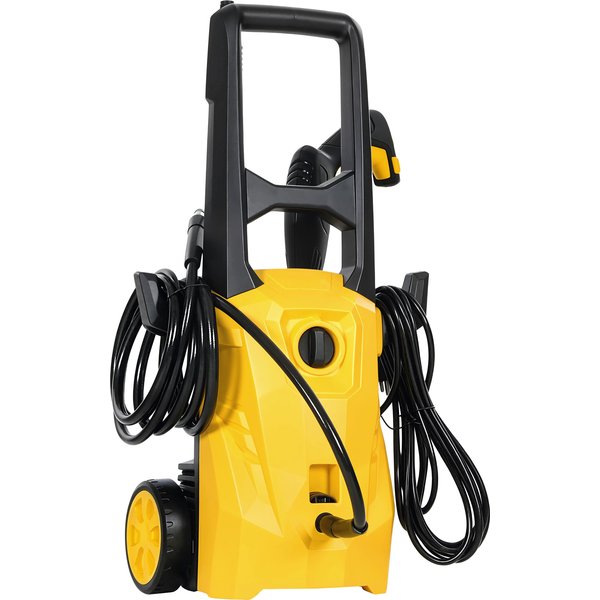 Outsunny Hochdruckreiniger 1600W, 120 bar, 390 L/h, mit Aluminium-Pumpe, Automatische Abschaltung, 3 m Schlauch, Verstellbare Düse, Räder für Zuhause, Garten, Auto, Gelb Aosom