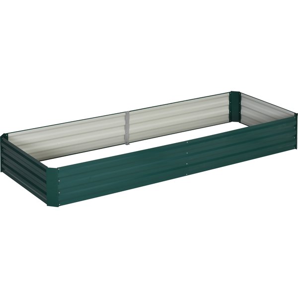 Outsunny Metal Raised Garden Bed Planter Box Outdoor Planters for Growing Flowers, Herbs, Green, 241x90.5x30cm | Aosom Ireland