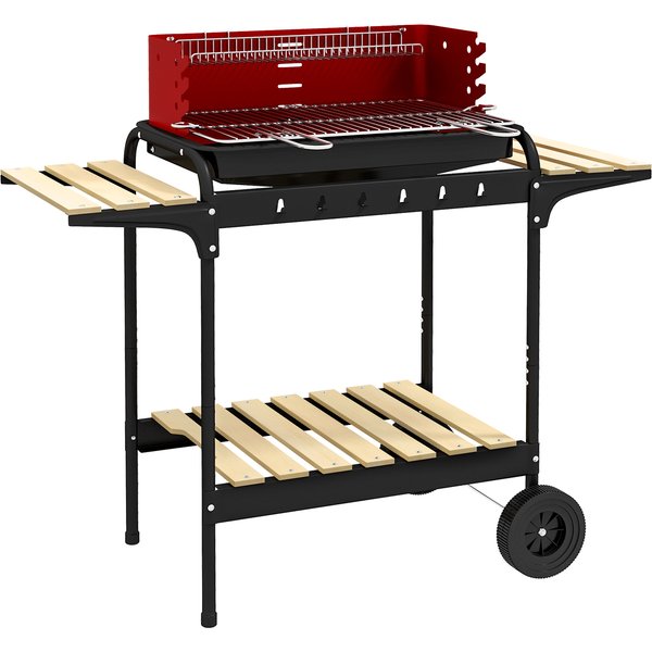 Outsunny Charcoal BBQ, with Five Position Grill Grate - Red | Aosom Ireland