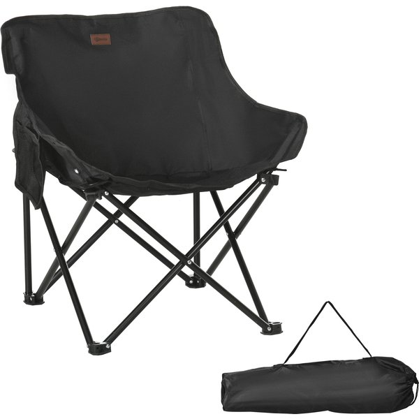 Outsunny Camping Chair, Lightweight Folding Chair with Carrying Bag and Storage Pocket, Perfect for Festivals, Fishing, Beach and Hiking, Black | Aosom Ireland
