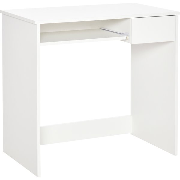 HOMCOM Büroschreibtisch, 80x45x75 cm platzsparender Schreibtisch mit Tastaturauszug, Schubfach für Dokumente, Computertisch für Zuhause, Büro, Weiß Aosom