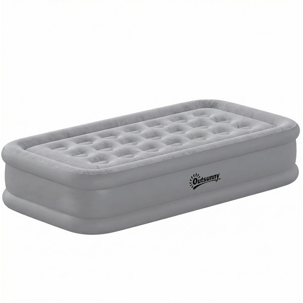 Outsunny Matelas Gonflable 1 Personne Auto-Gonflant Lit D'appoint Avec Pompe éLectrique IntéGréE En 3 Minutes Surface VeloutéE-image