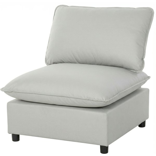 Homcom Fauteuil D'appoint, Fauteuil Moderne En Leathaire à Assise Large Et Profonde, Rembourrage éPais, Montage Facile, Gris-image