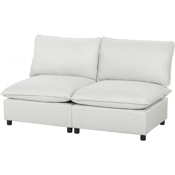 Homcom Canapé 2 Places, Canapé Modulaire En Cuir SynthéTique 146 Cm Avec Assise Large Et Profonde, Coussins éPais, Montage Facile, Gris-image