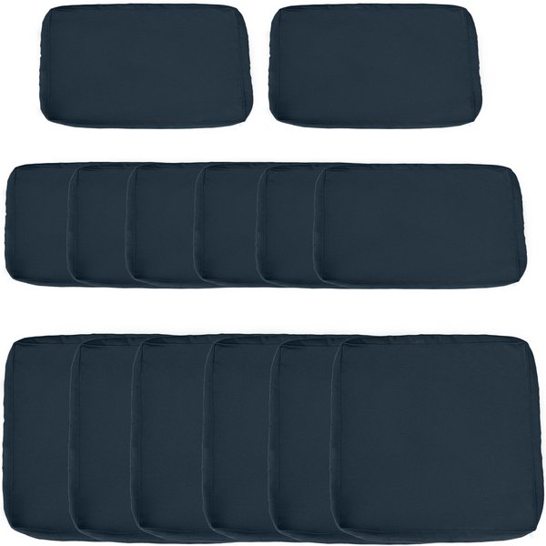 Outsunny Set of 14 Replacement Cushion Covers for Garden Lounge - 6 Seat Cushion Covers, 8 Back Cushion Covers, Blue | Aosom Ireland