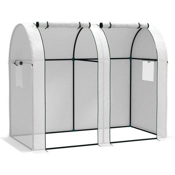Outsunny 94 x 185cm Mini Two-Room Greenhouse - White | Aosom Ireland