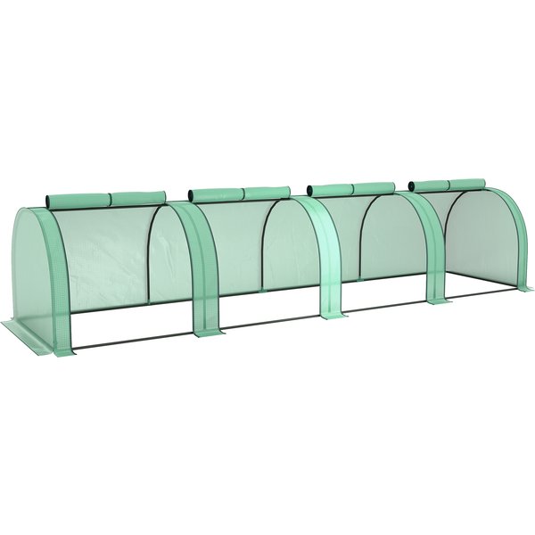 Outsunny 395 x 100 cm Low Tunnel Greenhouse - Green | Aosom Ireland