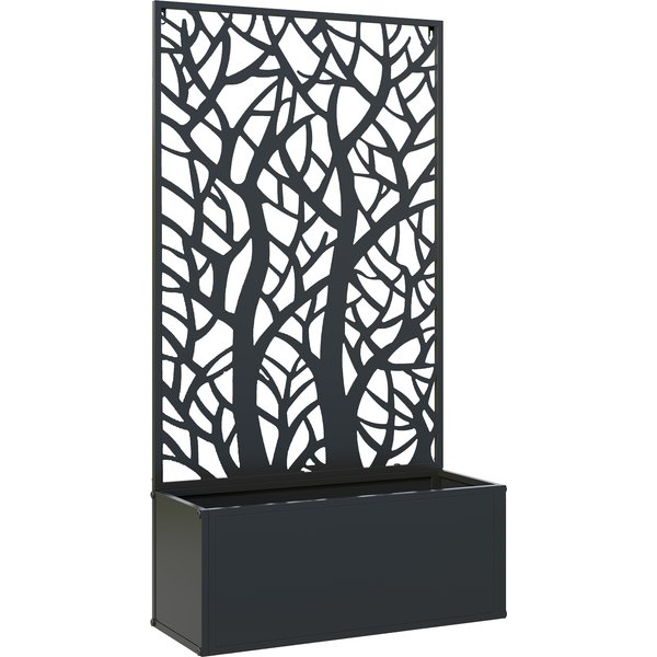 Outsunny Outdoor Metal Planter, with Back Trellis - Black | Aosom Ireland