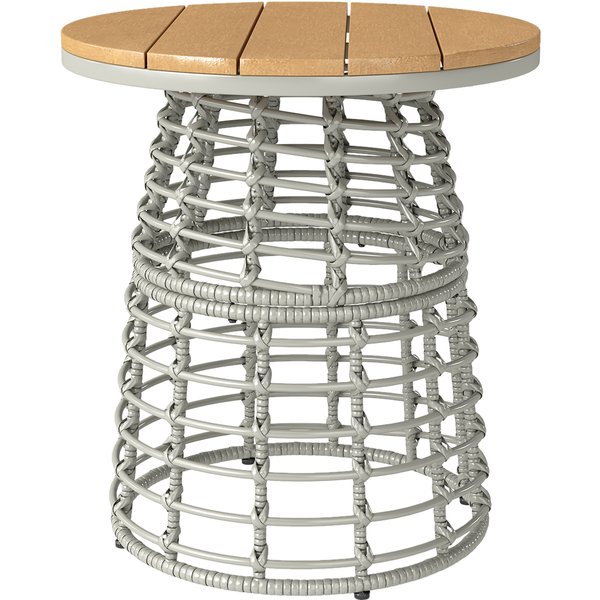 Outsunny Garden coffee table, round outdoor side table in rattan-effect resin & steel with composite top Ø45 x 50 cm gray | Aosom Ireland