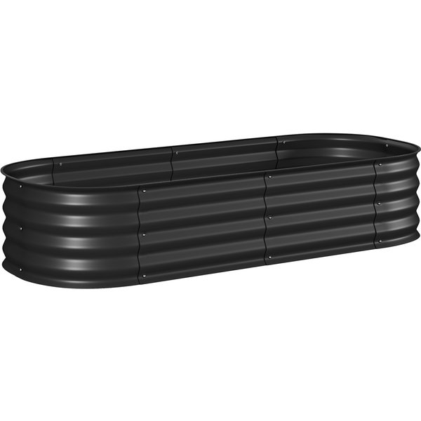 Outsunny Galvanised Raised Garden Bed, Metal Planter Box with Safety Edging, for Flowers, Herbs, Succulents, Black | Aosom Ireland