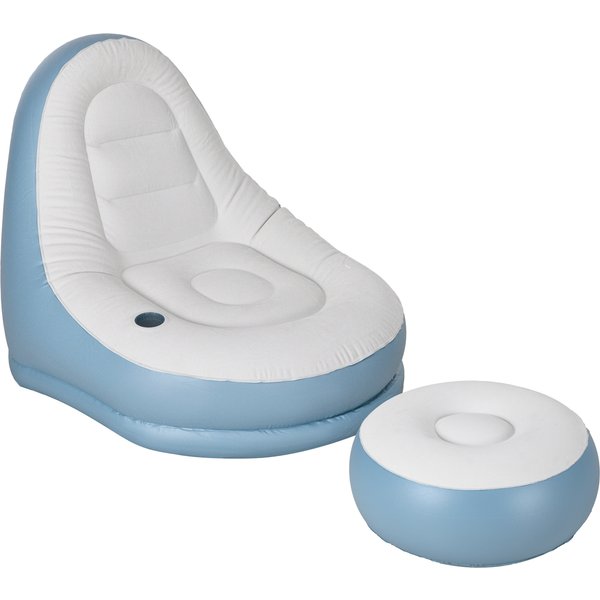 Outsunny Inflatable Tub Chair and Footstool - Blue/White | Aosom Ireland