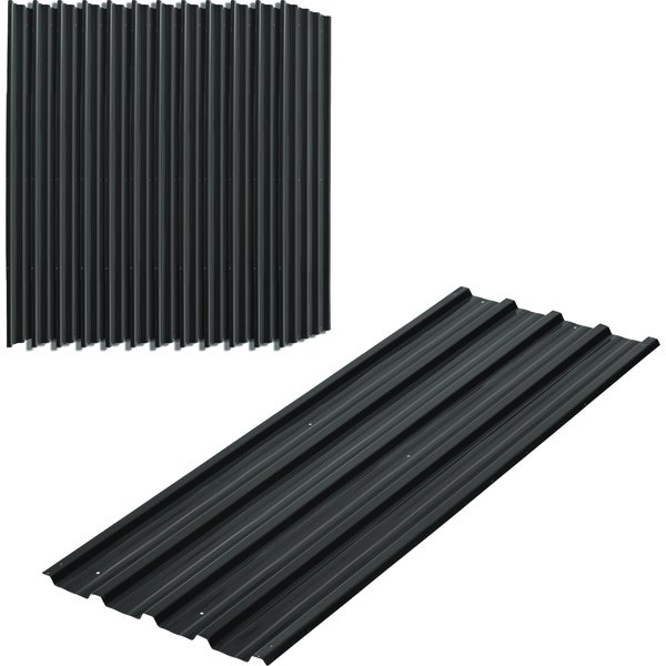 Outsunny Set of 12 Corrugated Steel Roof Sheet Panels - Dark Grey | Aosom Ireland