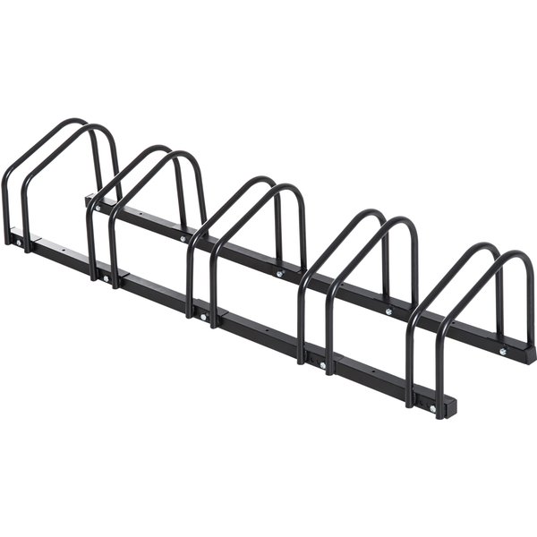 HOMCOM Bike Stand Parking Rack Floor or Wall Mount Bicycle Cycle Storage Locking Stand 135L x 33W x 27H (5 Racks, Black) | Aosom Ireland