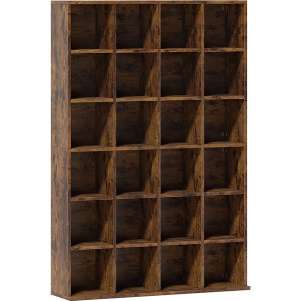 HOMCOM CD Storage Unit with Adjustable Shelves, 89 x 130.5 cm, Rustic Brown