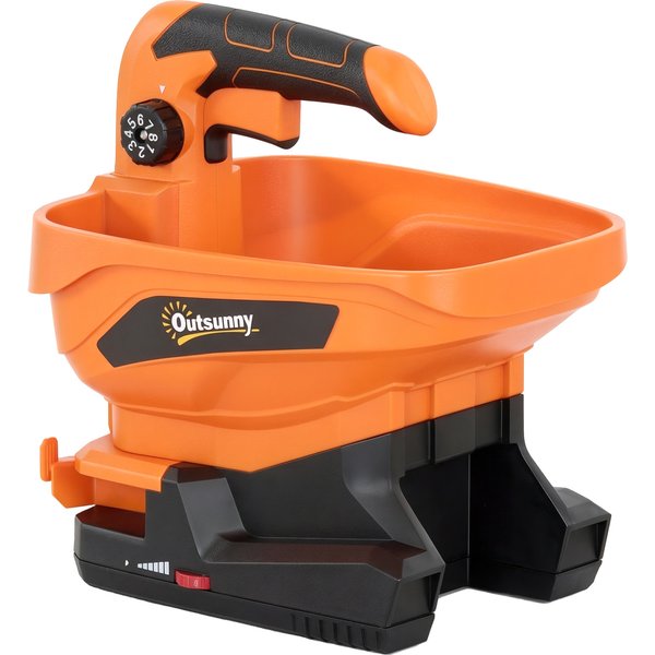 Outsunny Cordless Spreader, 3.3L Handheld Seed Spreader with Adjustable Scatter Width, Adjustable Flow, USB Charging Cable