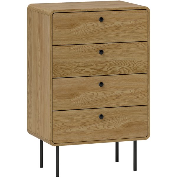 HOMCOM Modern Chest of Drawers with 4 Drawers - Oak