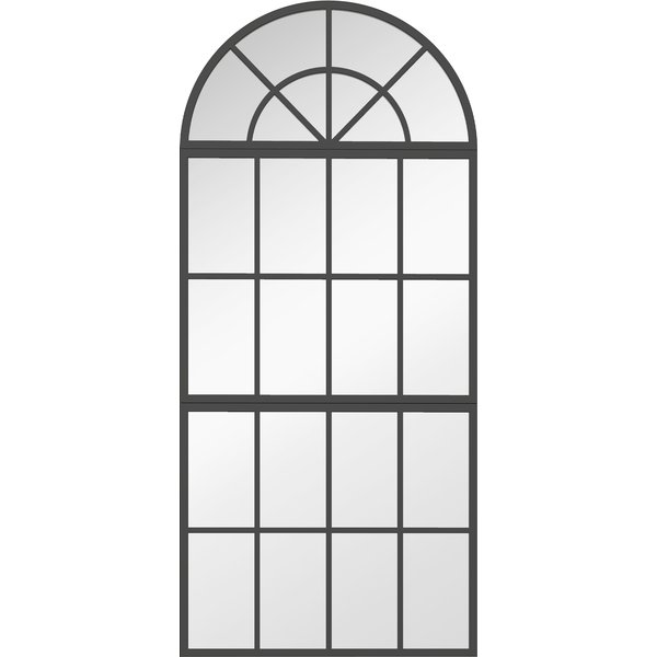 HOMCOM Large Arched Wall Mirror with Metal Grid, 3-Piece Split Window Mirrors, 120 x 54 cm, Black | Aosom Ireland