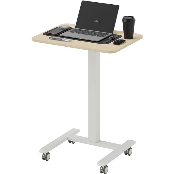 Vinsetto Bureau Debout, Table Debout, Table Pour Ordinateur Portable, RéGlable En Hauteur, 4 Roulettes, 65 Cm X 48 Cm X 108 Cm, Jaune-image