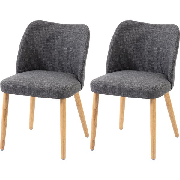 Homcom Lot De 2 Chaises De Cuisine Nordiques RembourréEs Tissu Type Lin Dossier Incurvé Assise RembourréE Pieds En Bois Gris Clair-image