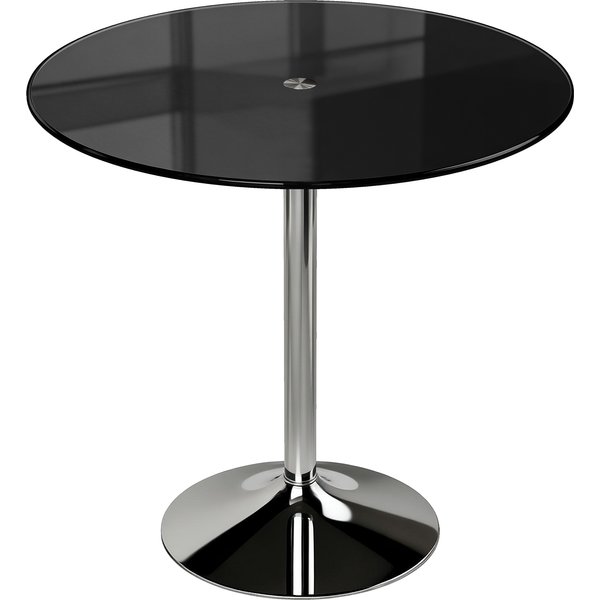HOMCOM Round Bar Table, Modern Dining Table with Tempered Glass Top and Steel Frame for 4, 80 x 80 x 77cm, Black | Aosom Ireland
