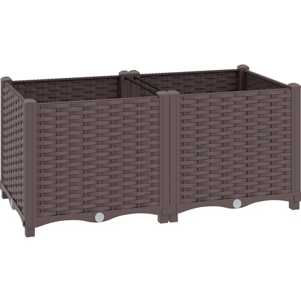 Outsunny Plastic Raised Garden Bed with Legs, Self Watering Elevated Planter Boxes with Drainage Holes and Plugs