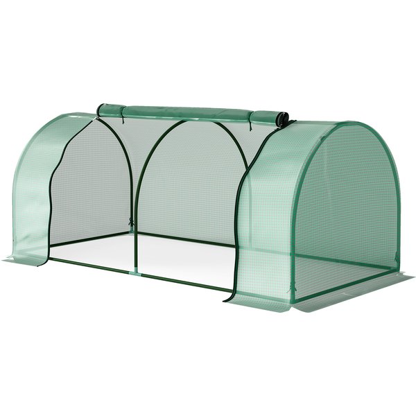 Outsunny Tunnel Greenhouse Green Grow House for Garden Outdoor, Steel Frame, PE Cover, Green, 200 x 100 x 80cm|Aosom Ireland