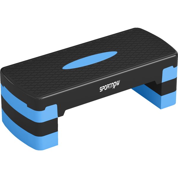 SPORTNOW Aerobic-Stepper 3 Stufen, verstellbare Höhe 10/15/20 cm mit Erhöhungen, rutschfeste Oberfläche, belastbar bis 150 kg, Stepper für Zuhause und Fitnessstudio, Blau Aosom