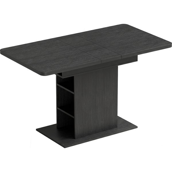 HOMCOM Extendable Dining Table for 4-6 People, 110-130cm Kitchen Table with 6 Open Shelves, Black | Aosom Ireland