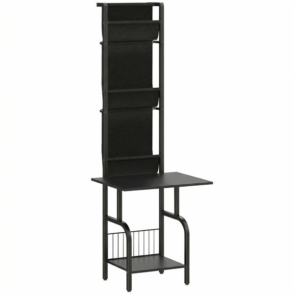 HOMCOM Vinyl Record Player Stand Record Storage with Player Stand Oxford Fabric Pockets Bottom Shelf, Black | Aosom Ireland