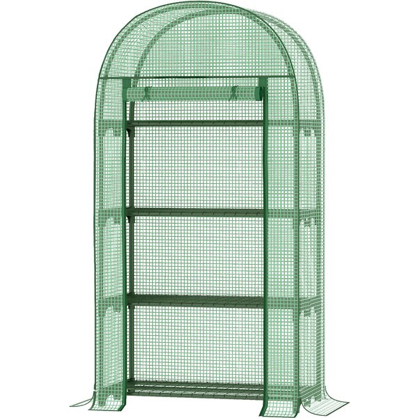 Outsunny 80 x 49 x 160cm Mini Greenhouse for Outdoor Portable Gardening Plant House w/ Storage Shelf Roll-Up Zippered Door | Aosom Ireland
