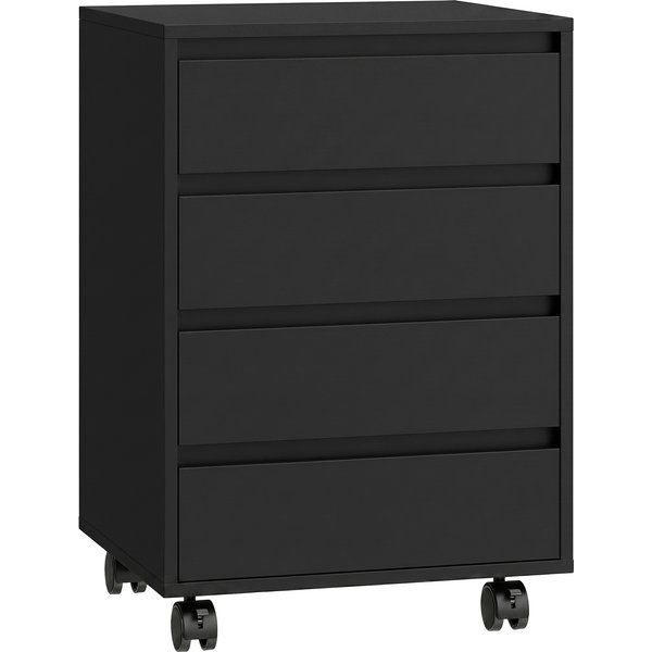 HOMCOM Four-Drawer Office Filing Cabinet, with Wheels - Black | Aosom Ireland