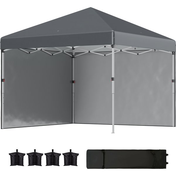 Outsunny 3x3m Pop Up Gazebo, Water Resistant Garden Canopy Tent with Sidewalls & Wheeled Bag, Dark Grey | Aosom Ireland