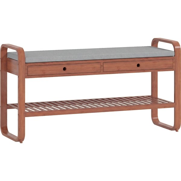 HOMCOM Shoe Bench with 2 Drawers Cushioned Seat Shoe Storage Bench for Hallway 105 cm Dark Brown and Grey | Aosom Ireland