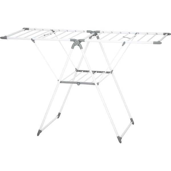 Homcom SéChoir à Linge Pliable éTendoir Linge IntéRieur Avec Bras ArticuléS RéGlables En MéTal 156,5 X 61,5 X 97 Cm Blanc-image