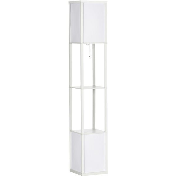 HOMCOM Floor Lamp with Shelves, Modern Floor Standing Lamp with Dual Ambient Light for Living Room, Bedroom, White | Aosom Ireland