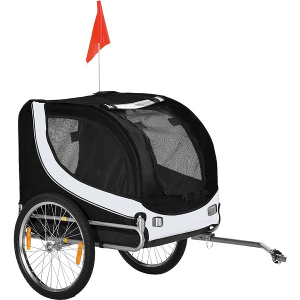 PawHut Durable Pet Bike Trailer, Steel Carrier for Dogs, Water-Resistant, Safe Travel Accessory, White and Black | Aosom Ireland