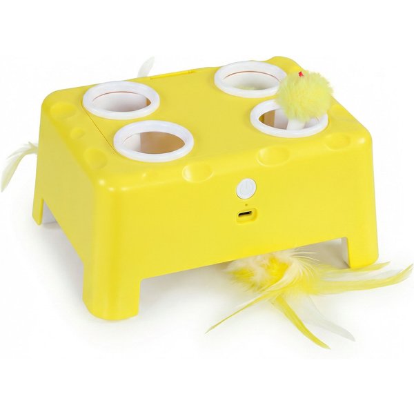 PawHut 3 in 1 Interactive Cat Toys with Mouse & Feather Teaser Toy Rechargeable Automatic for Indoor Kittens & Adult Cats
