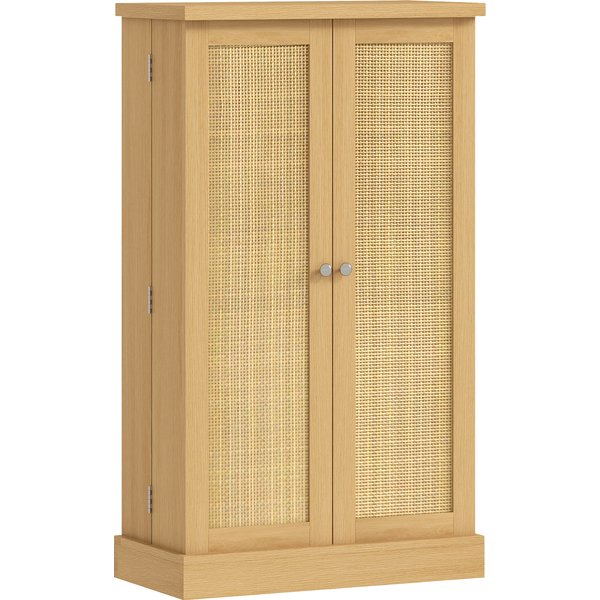 Homcom Armoire De Cuisine En Rotin 104 Cm Avec éTagèRe 5 Niveaux, 12 Compartiments à éPices Et éTagèRes RéGlables, Bois Naturel-image