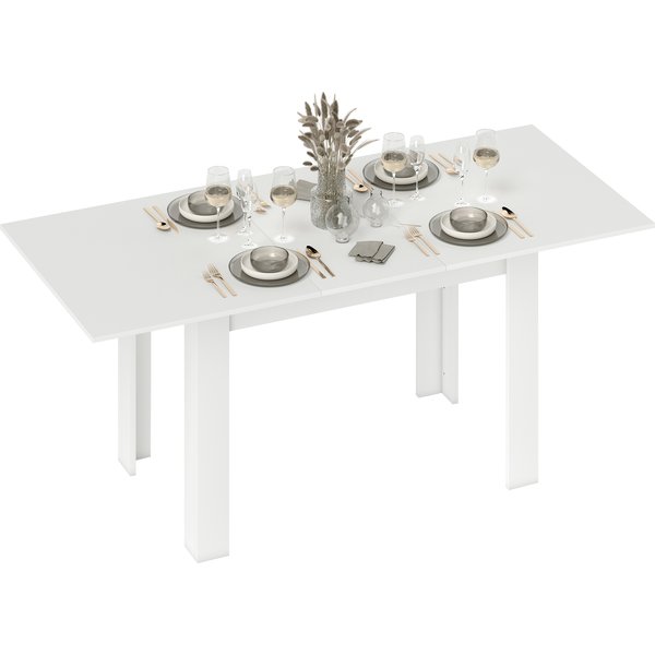 Homcom Table Extensible, 140/180 X 80 Cm Table De Cuisine Pour 6-8 Personnes, Pour Cuisine, Salle à Manger, Blanc-image